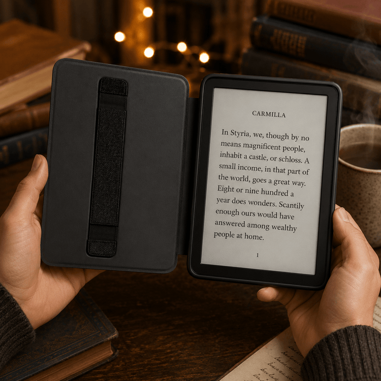 Dark Academia Kindle Case, Gothic Moth Book Cover, Vegan Leather E-Reader Sleeve, Witchy Reading Accessory, BookTok Gift, Midnight Reader - Dogear Dreams