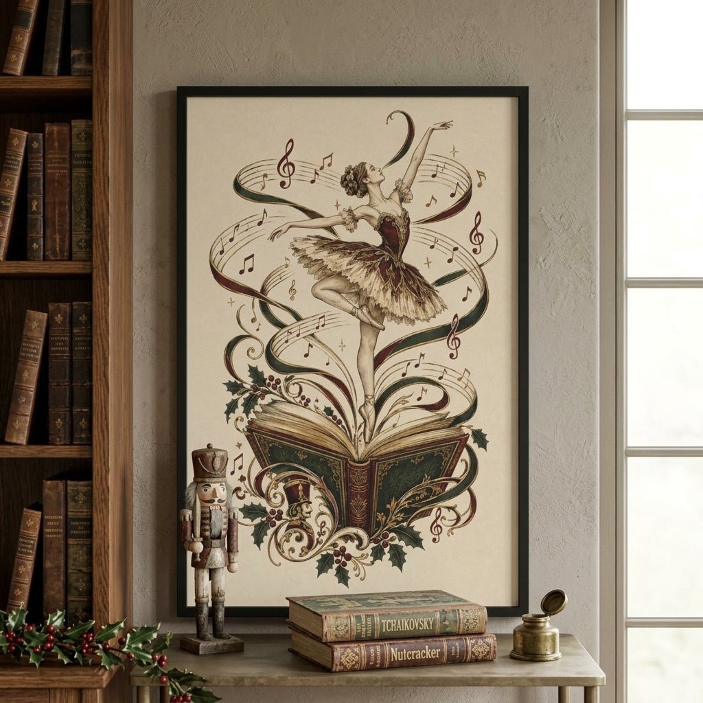 Nutcracker Ballerina Framed Poster | Dark Academia Christmas Wall