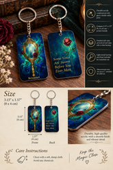 Product and care graphic for a Britomart keychain