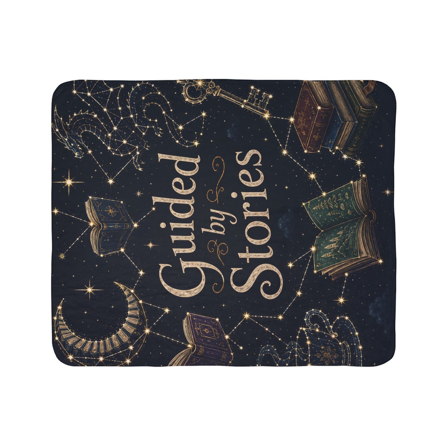 Fleece Sherpa Blanket — "Guided by Stories" Cozy Reading Throw 