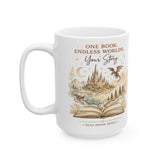 Fantasy Book Lover Mug | One Book Endless Worlds Coffee Mug for Readers - Dogear Dreams