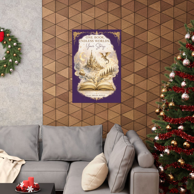 ✨ One Book. Endless Worlds. Your Story. | Fantasy Luxe Matte Poster - Dogear Dreams