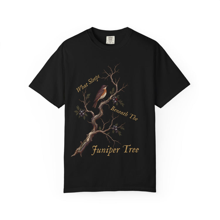 What Sleeps Beneath the Juniper Tree Tee | Dark Academia Fairytale Shirt | Gothic Botanical Bird Illustration | Comfort Colors 1717 - Dogear Dreams