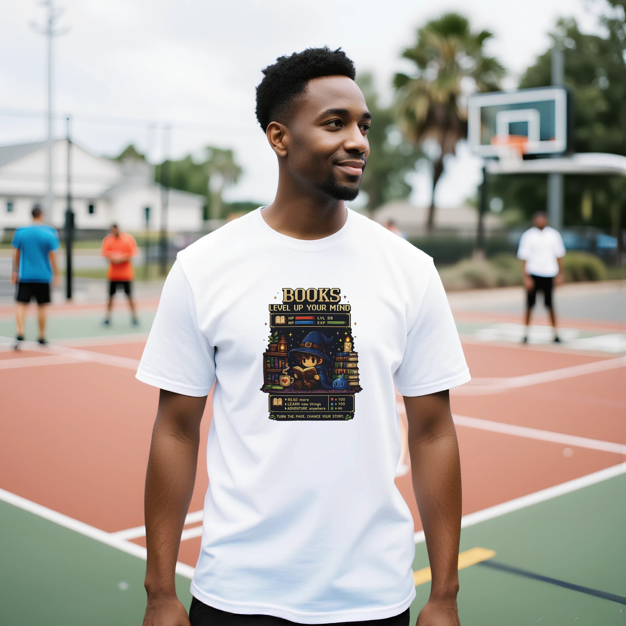 Books Level Up Your Mind T-Shirt | Pixel RPG Book Lover Tee | Gamer Reader Graphic Shirt - Designity