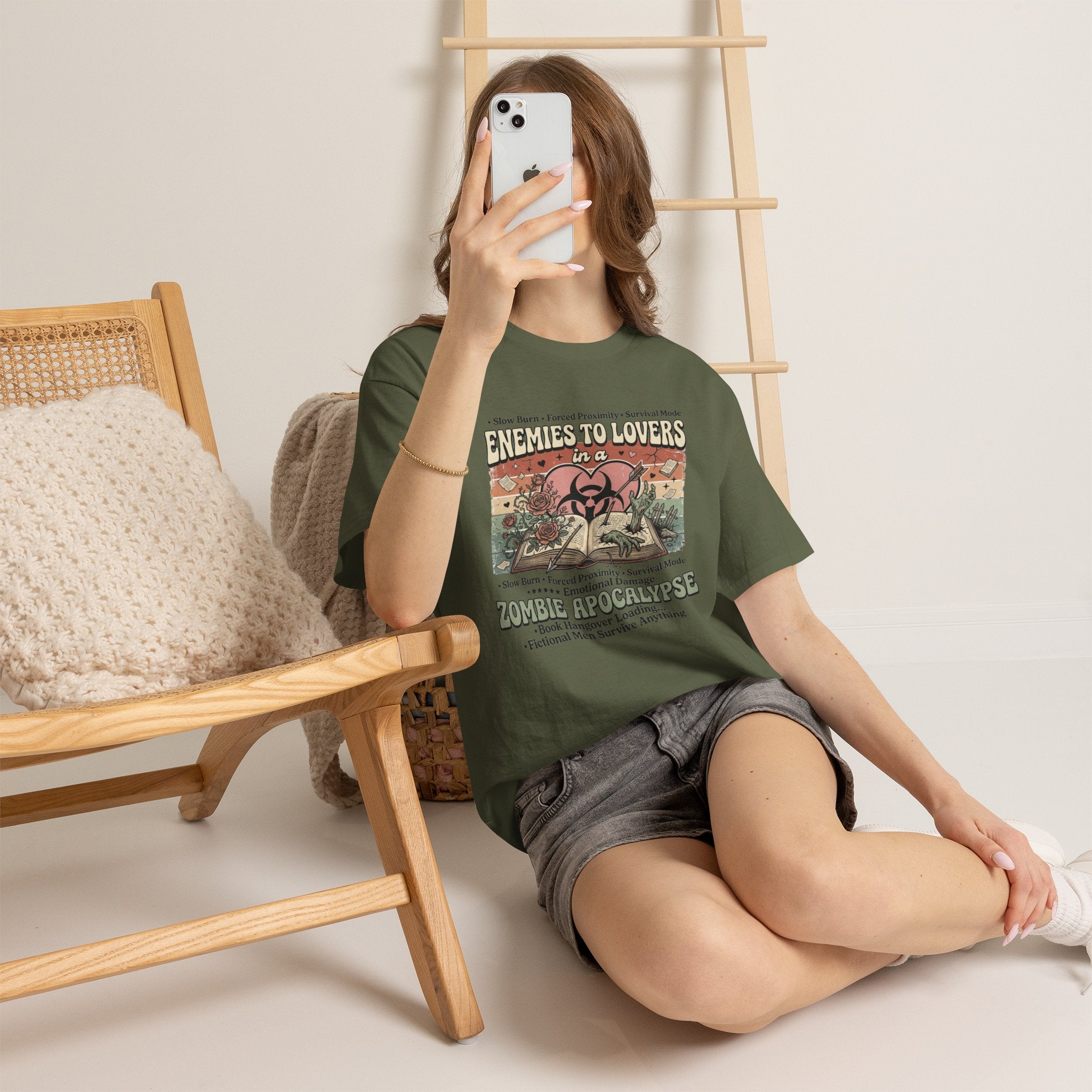Zombie Apocalypse Survival T-Shirt — "Enemies to Lovers in a Zombie Apocalypse" Retro Tee