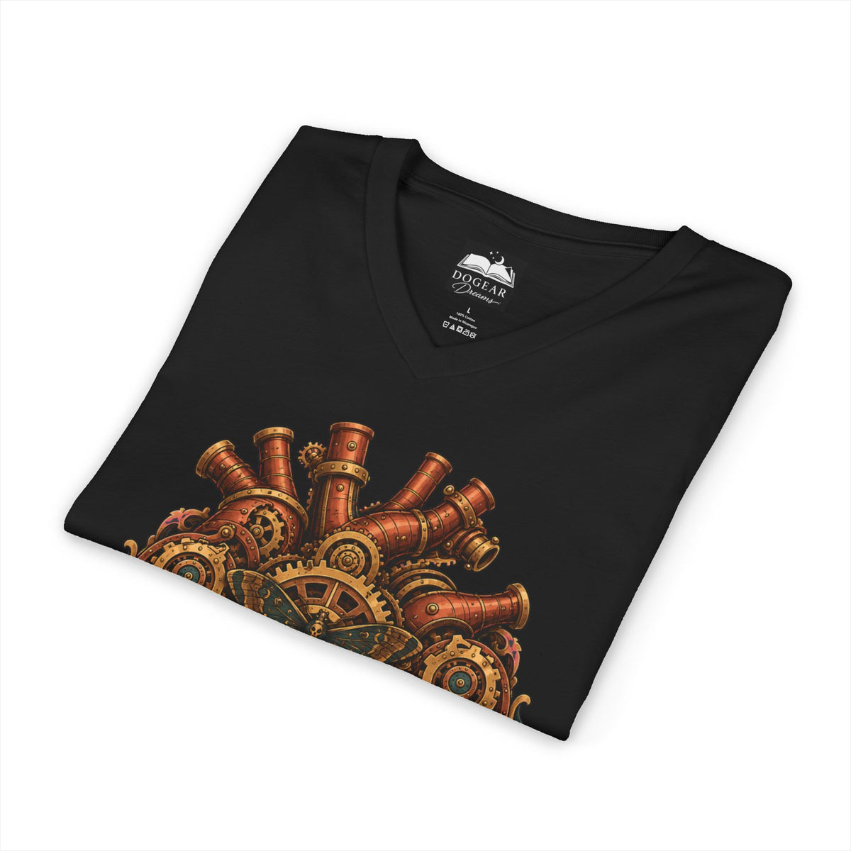 Clockwork Heart Steampunk V-Neck Graphic Tee - Dogear Dreams