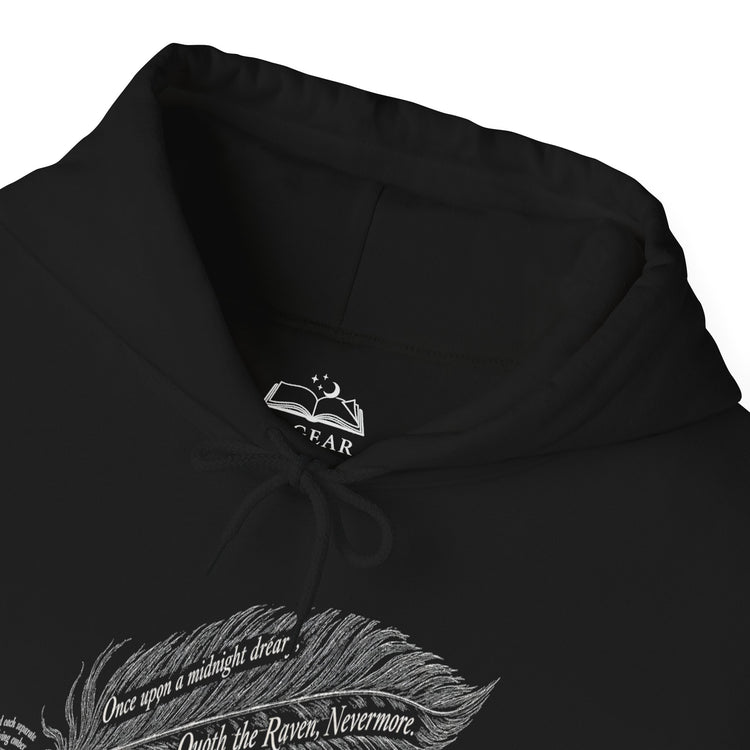 Poe Raven Nevermore Hoodie - Gothic Literary Halloween Sweatshirt, Front & Back Design - Dogear Dreams