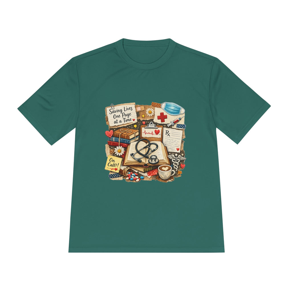 Saving Lives One Page at a Time Shirt, Nurse Book Lover Tee, Medical Reader Gift, RN Bookworm T-Shirt, Healthcare Worker Reading Shirt, Moisture-Wicking Shirt - Designity