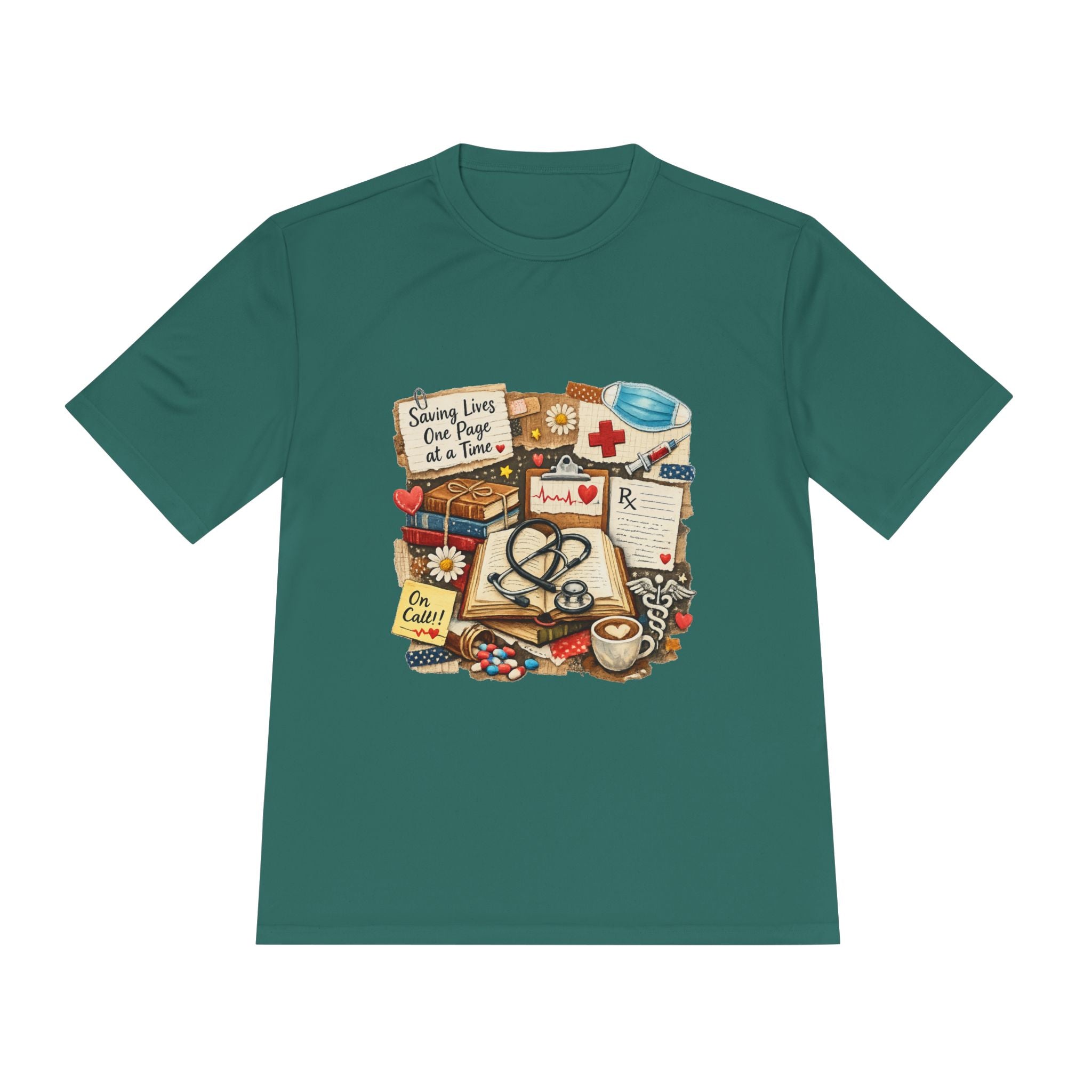 Saving Lives One Page at a Time Shirt, Nurse Book Lover Tee, Medical Reader Gift, RN Bookworm T-Shirt, Healthcare Worker Reading Shirt, Moisture-Wicking Shirt - Designity