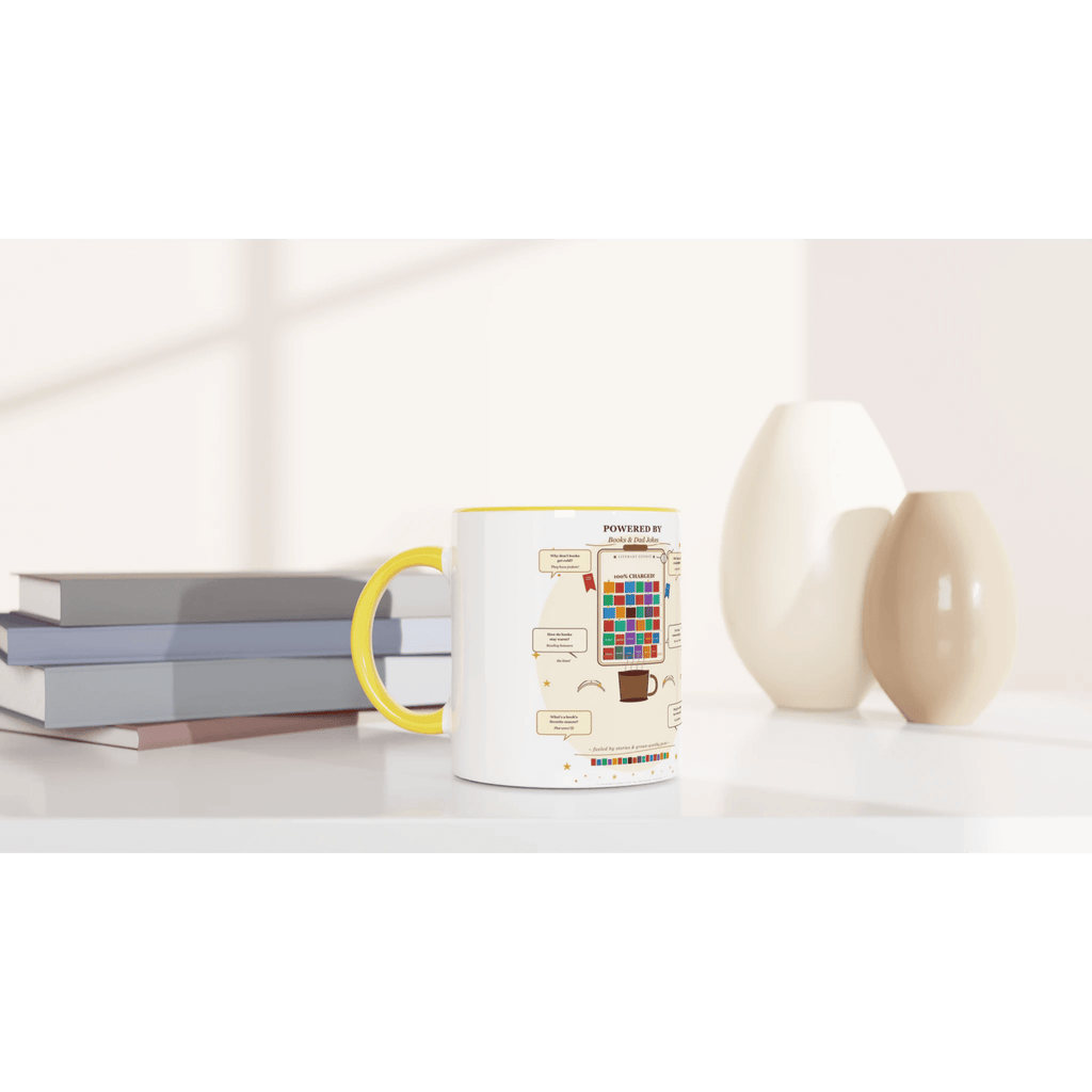 Powered by Books and Dad Jokes Ceramic Coffee Mug - 11oz Novelty Mug - Designity