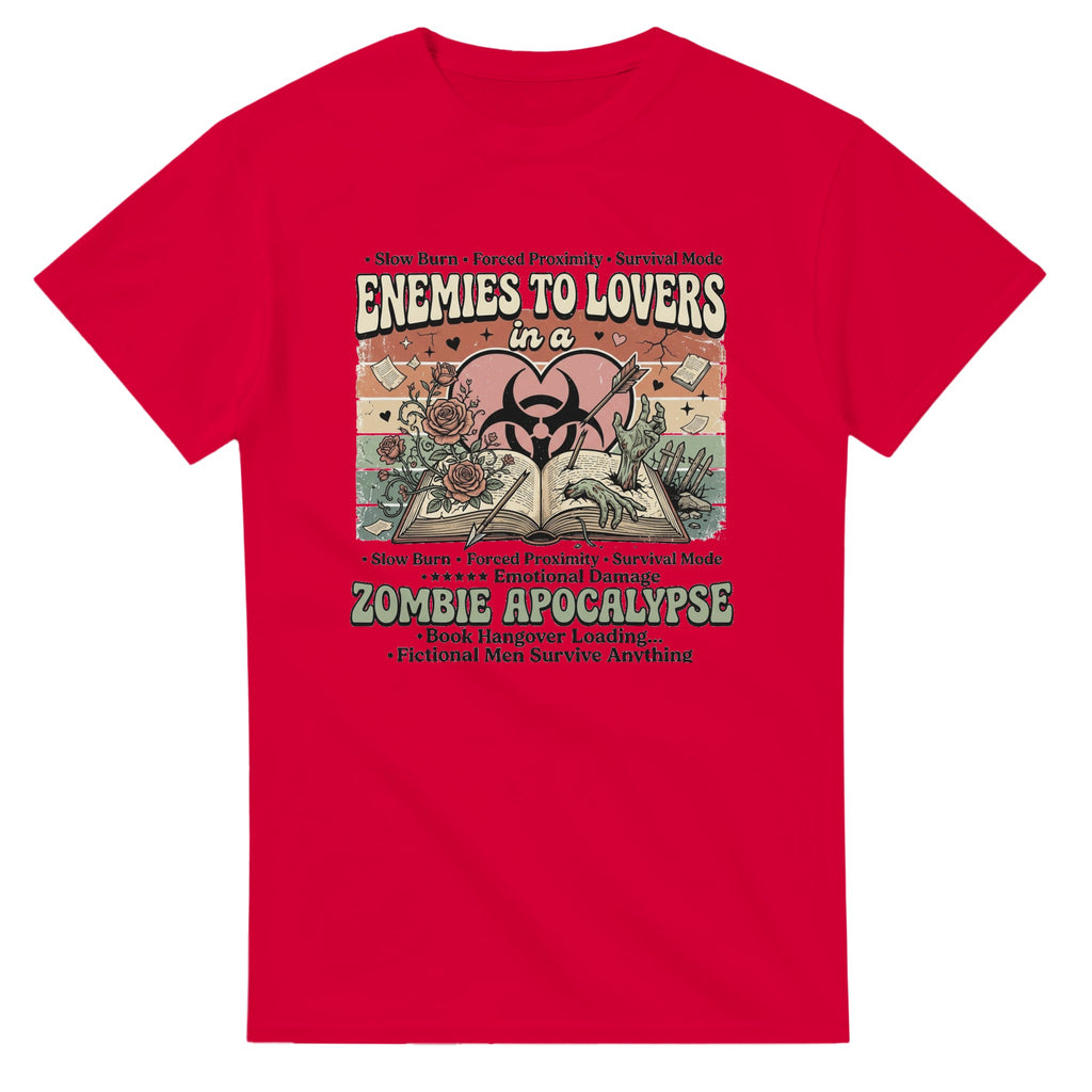 BookTok Graphic T-Shirt | Romance Reader Tee | Book Lover Apparel | Enemies to Lovers Shirt | Zombie Apocalypse Bookish Tee - Dogear Dreams
