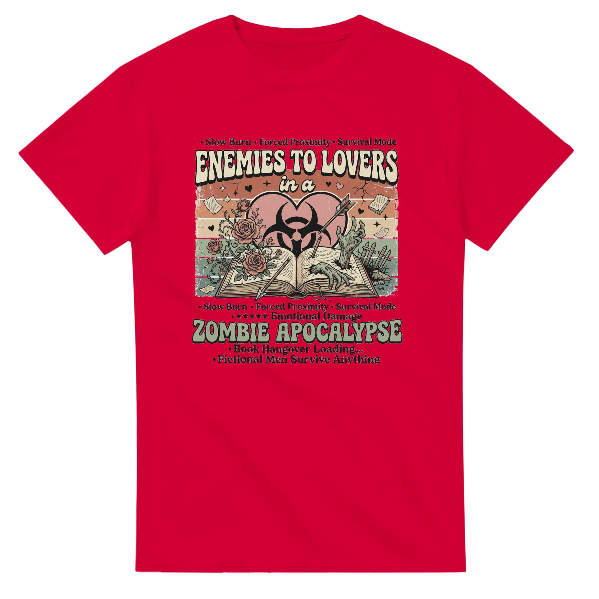 BookTok Graphic T-Shirt | Romance Reader Tee | Book Lover Apparel | Enemies to Lovers Shirt | Zombie Apocalypse Bookish Tee - Dogear Dreams