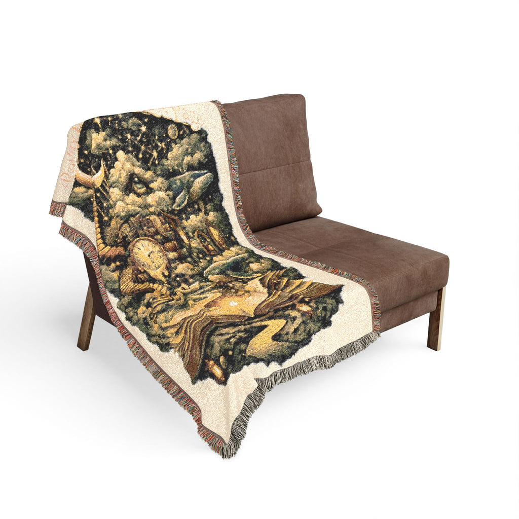 Reality Ends at the Last Page Woven Throw Blanket | Surreal Book Lover Blanket with Celestial Whales and Dreamscape Art