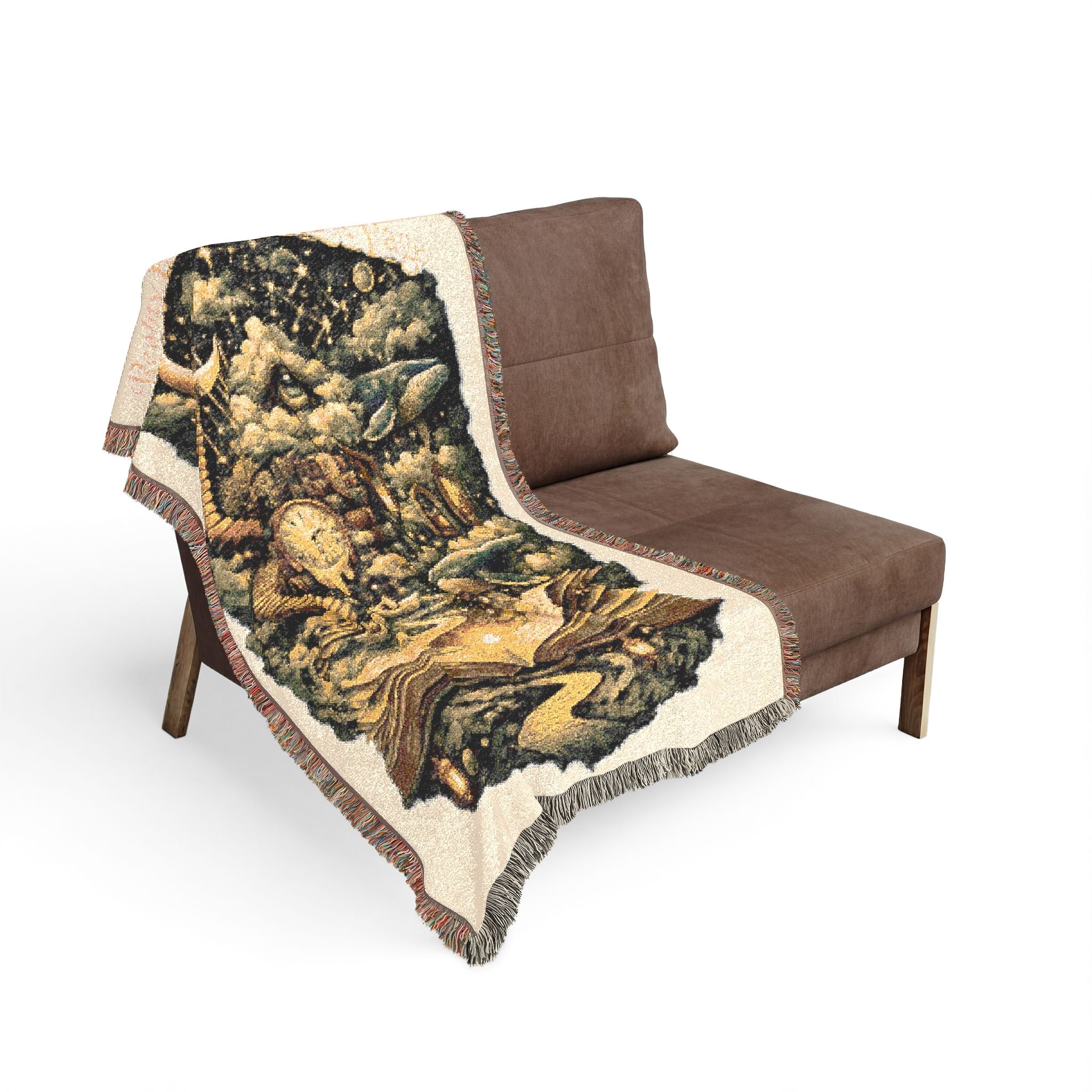 Reality Ends at the Last Page Woven Throw Blanket | Surreal Book Lover Blanket with Celestial Whales and Dreamscape Art
