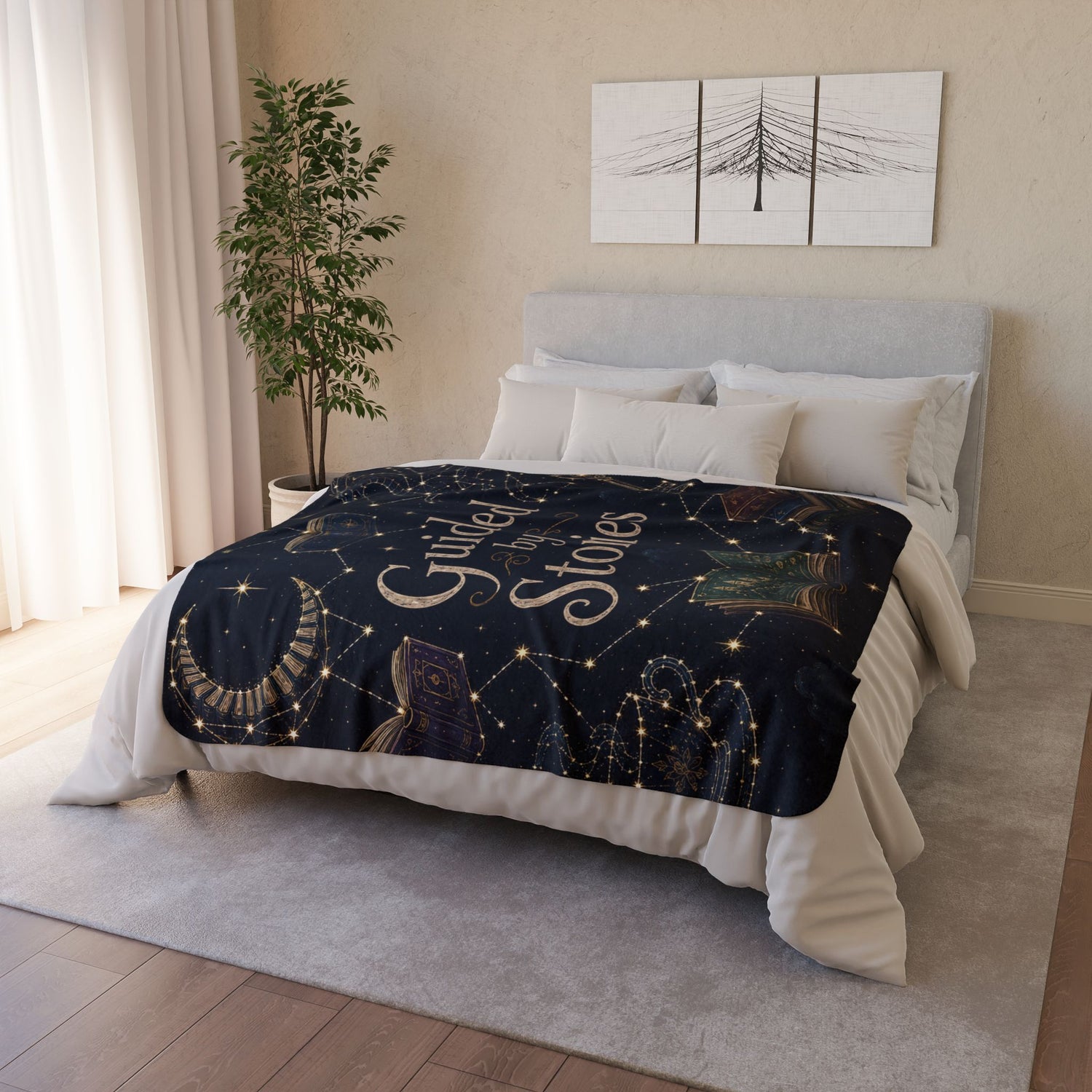 Fleece Sherpa Blanket — "Guided by Stories" Cozy Reading Throw