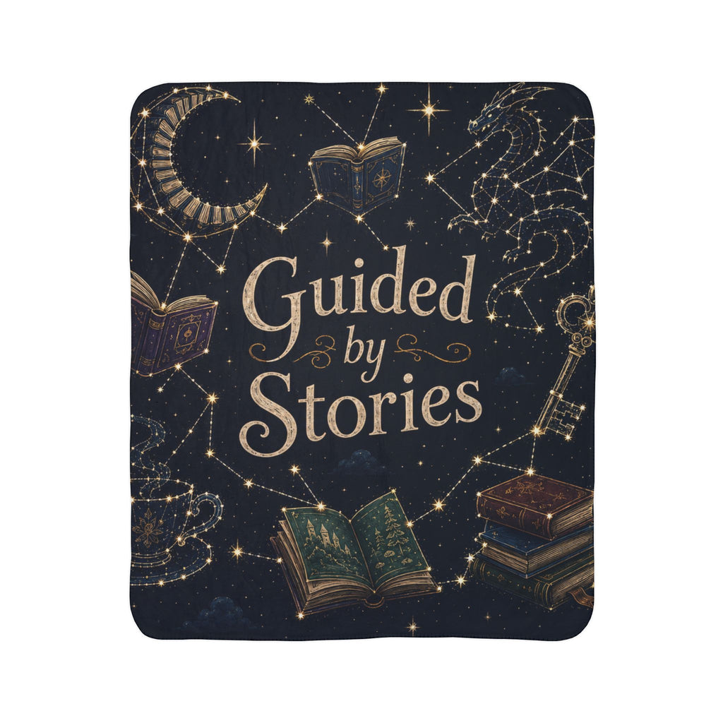 Fleece Sherpa Blanket — "Guided by Stories" Cozy Reading Throw -