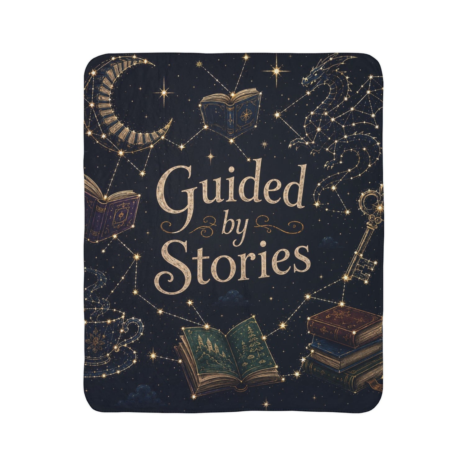 Fleece Sherpa Blanket — "Guided by Stories" Cozy Reading Throw 