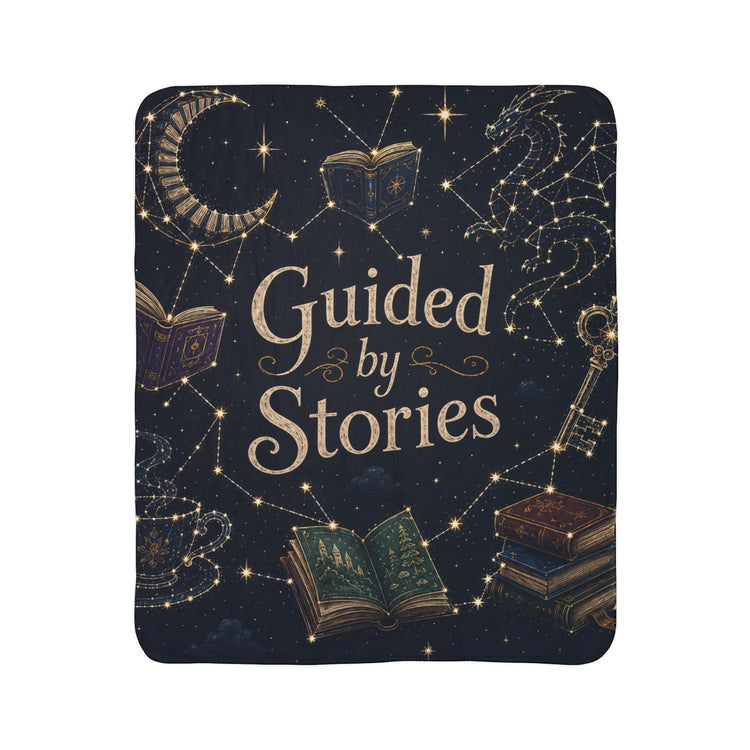 Fleece Sherpa Blanket — "Guided by Stories" Cozy Reading Throw 