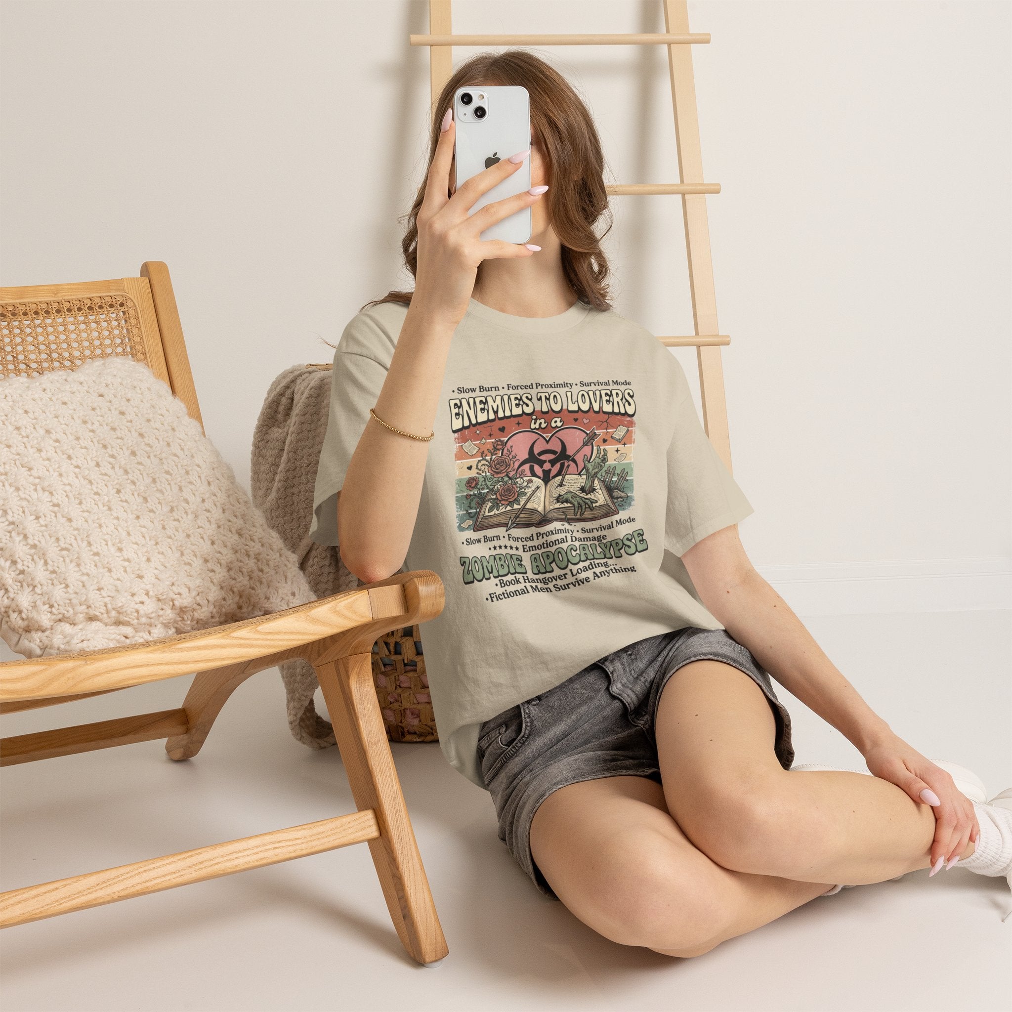 Zombie Apocalypse Survival T-Shirt — "Enemies to Lovers in a Zombie Apocalypse" Retro Tee