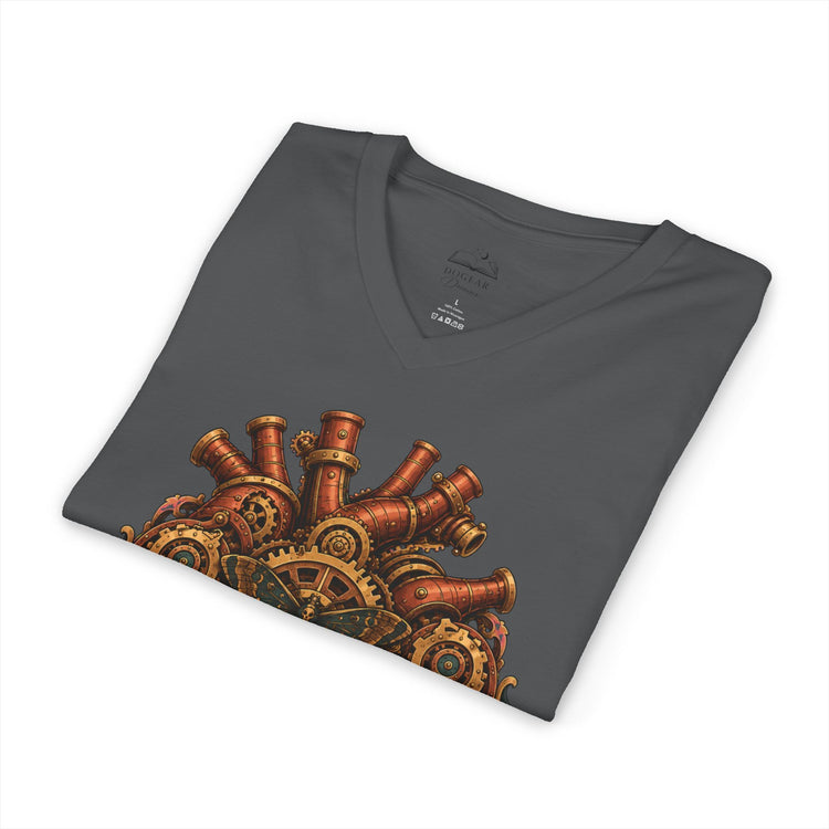 Clockwork Heart Steampunk V-Neck Graphic Tee - Dogear Dreams