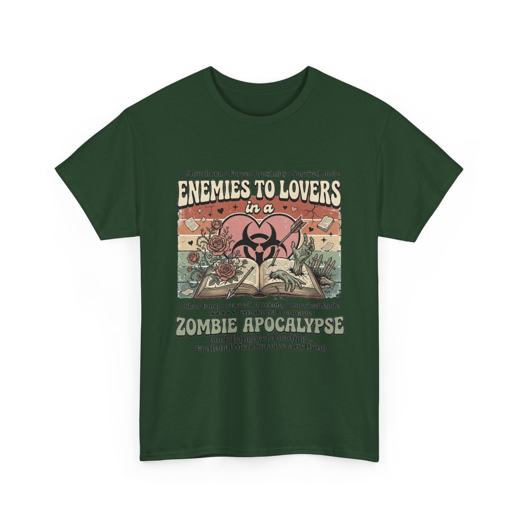 Zombie Apocalypse Survival T-Shirt — "Enemies to Lovers in a Zombie Apocalypse" Retro Tee
