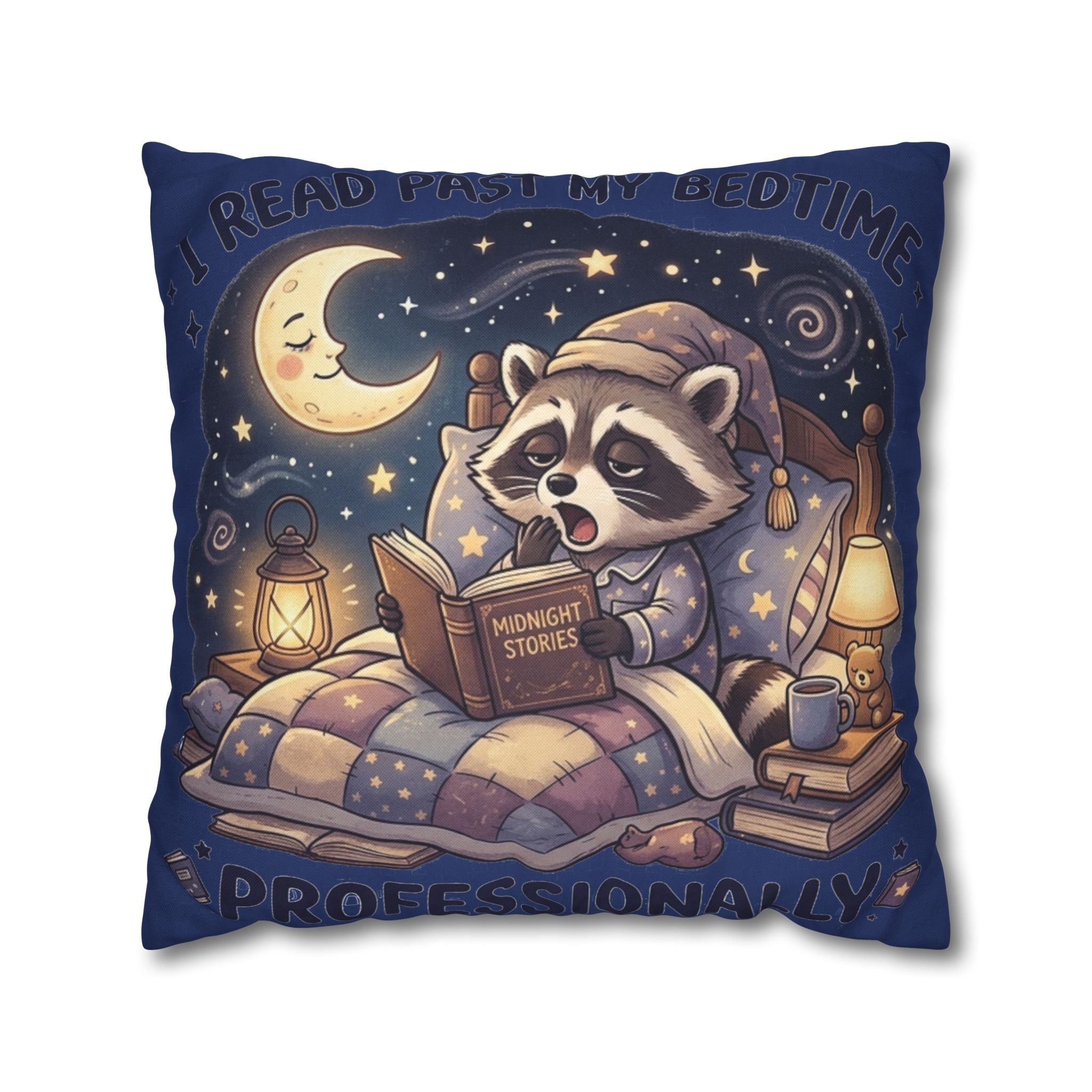 I Read Past My Bedtime Professionally – Cute Raccoon Book Lover Throw Pillow