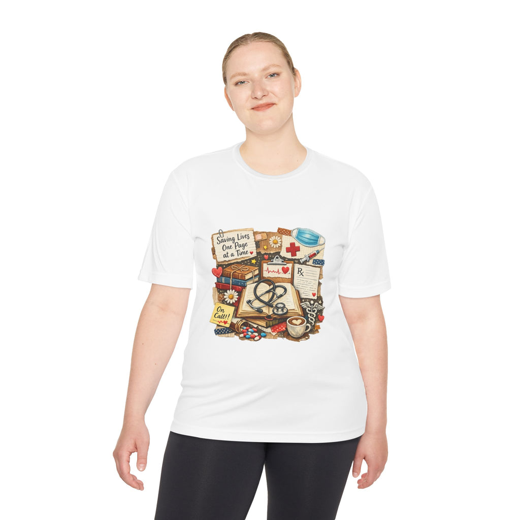 Saving Lives One Page at a Time Shirt, Nurse Book Lover Tee, Medical Reader Gift, RN Bookworm T-Shirt, Healthcare Worker Reading Shirt, Moisture-Wicking Shirt - Designity