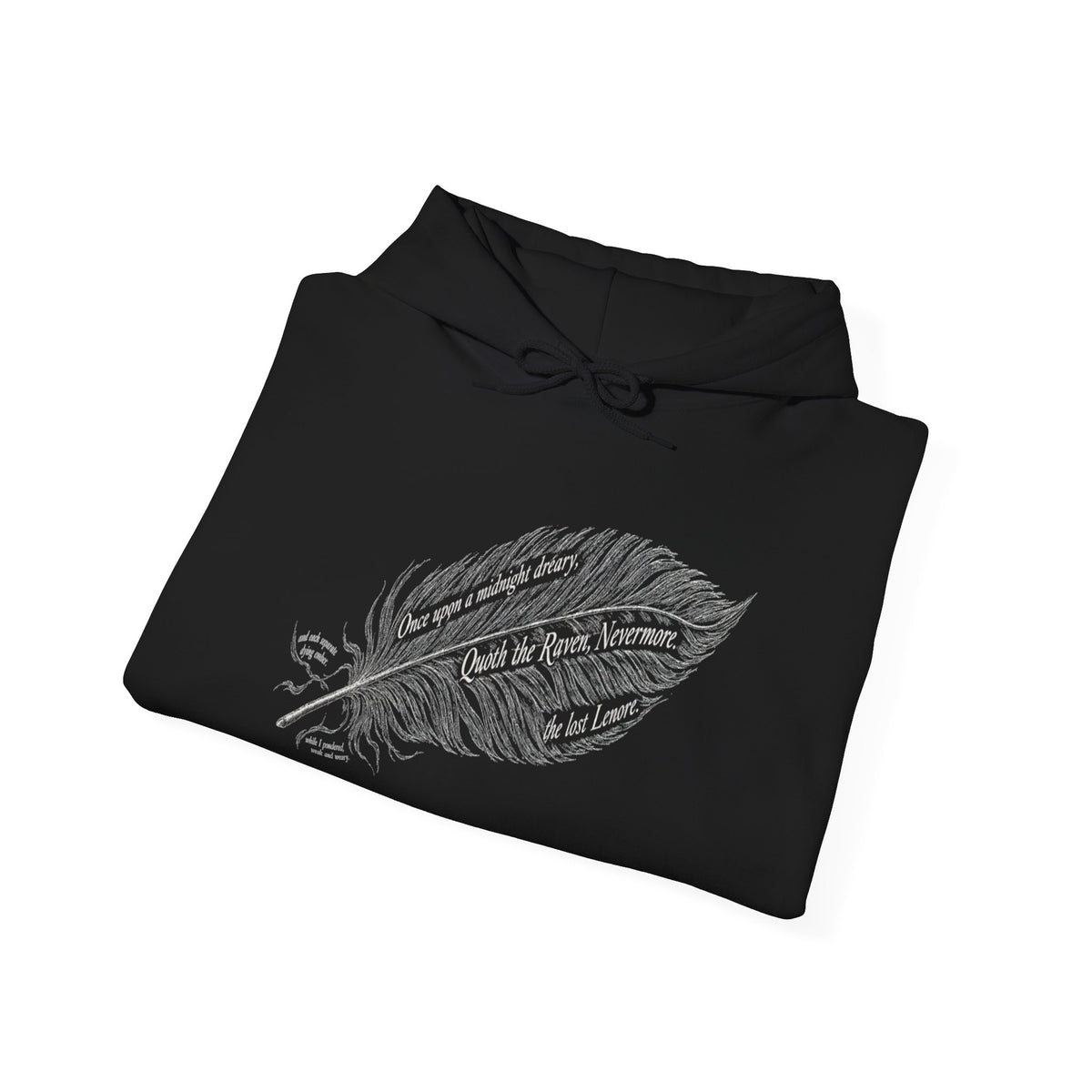 Poe Raven Nevermore Hoodie - Gothic Literary Halloween Sweatshirt, Front & Back Design - Dogear Dreams