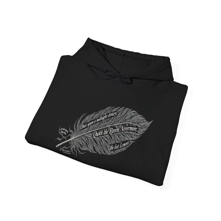 Poe Raven Nevermore Hoodie - Gothic Literary Halloween Sweatshirt, Front & Back Design - Dogear Dreams