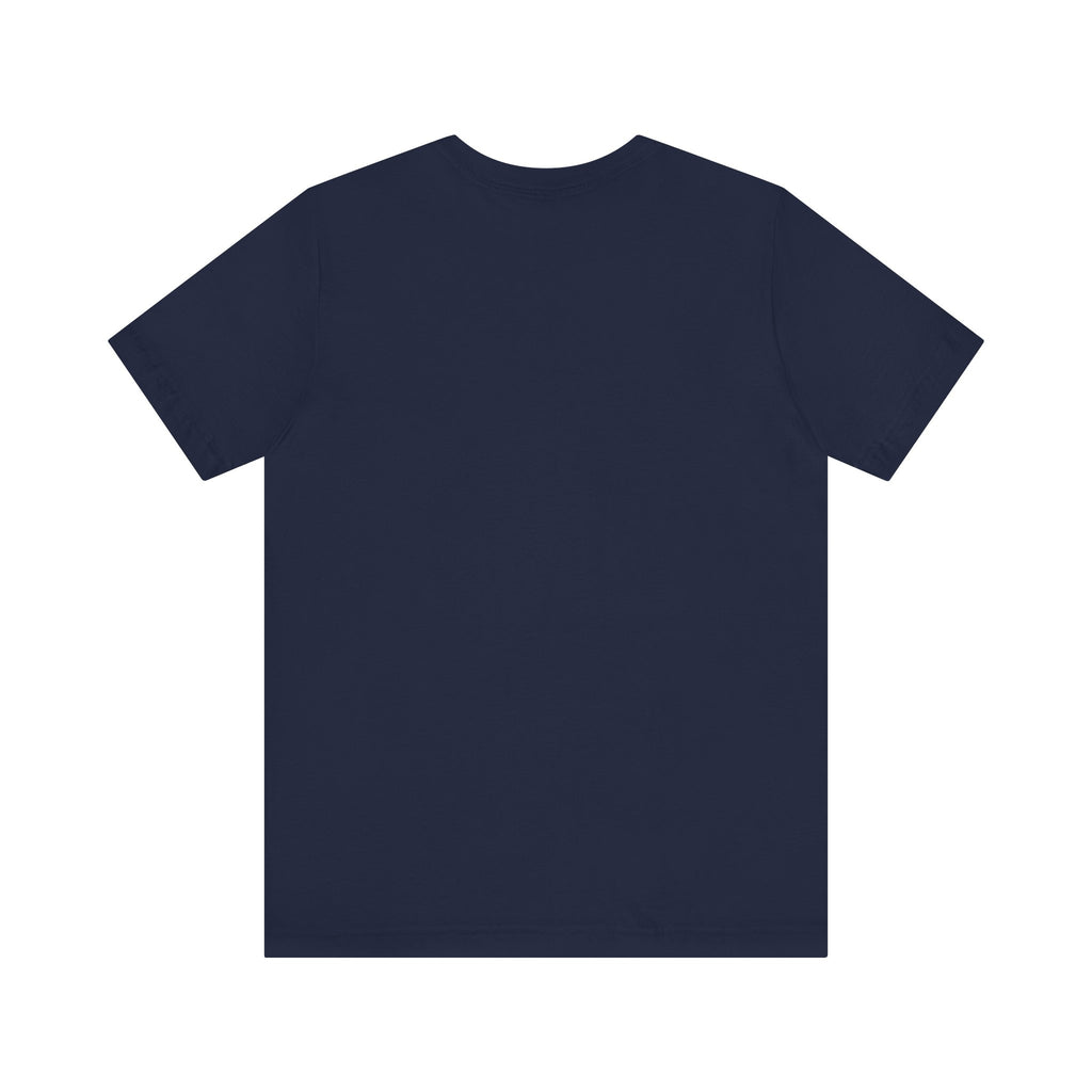 Navy blue t-shirt on a white background