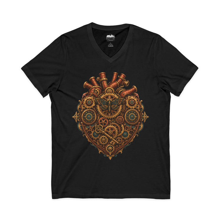 Clockwork Heart Steampunk V-Neck Graphic Tee - Dogear Dreams