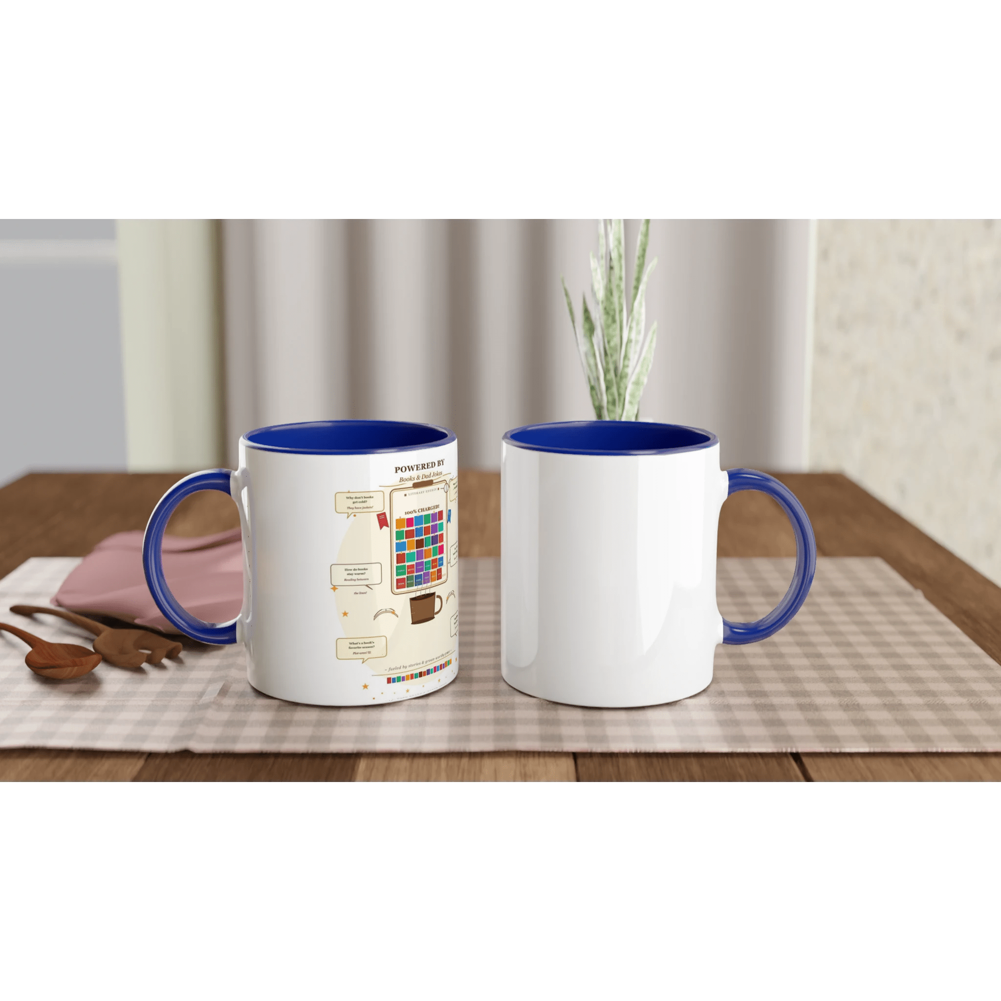 Powered by Books and Dad Jokes Ceramic Coffee Mug - 11oz Novelty Mug - Designity