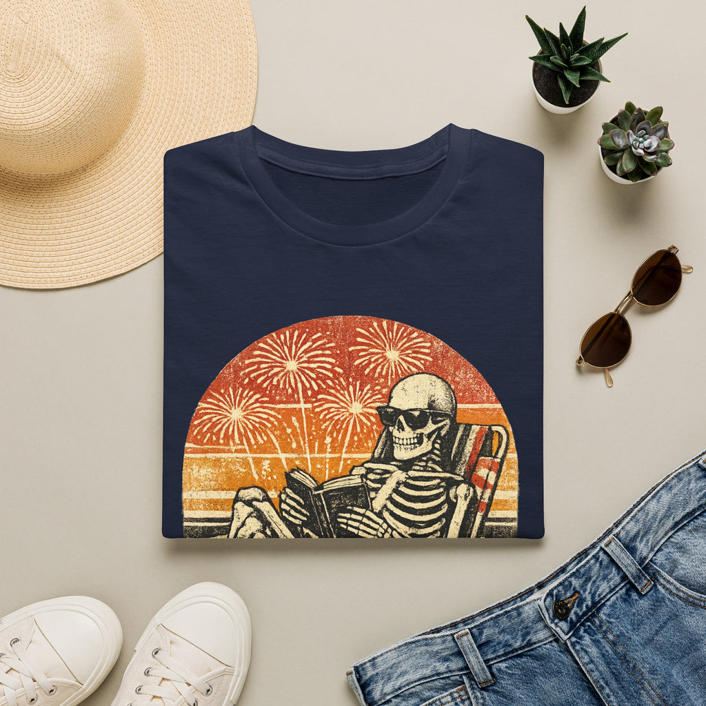 Booked All Weekend Skeleton Reader Shirt | Vintage Gothic 4th of July Tee | Patriotic Book Lover Skeleton T-Shirt