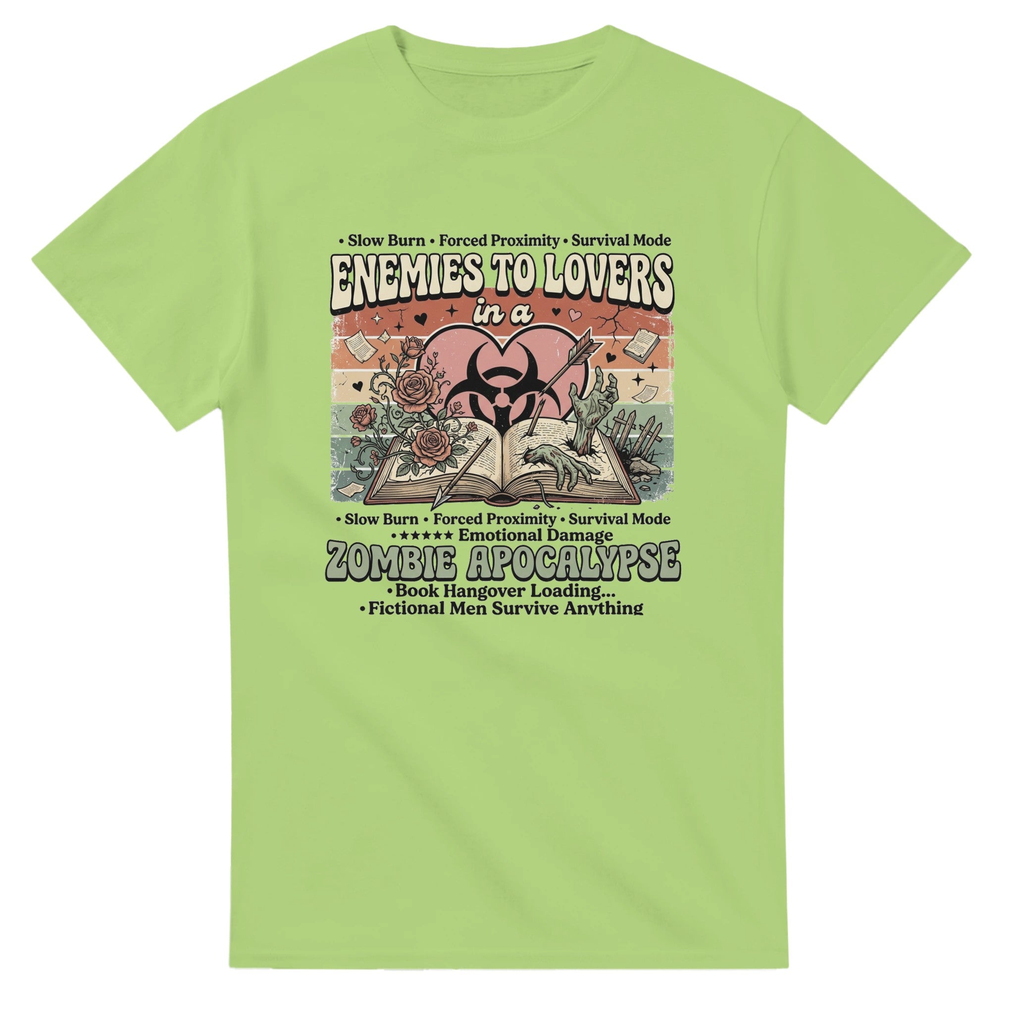 BookTok Graphic T-Shirt | Romance Reader Tee | Book Lover Apparel | Enemies to Lovers Shirt | Zombie Apocalypse Bookish Tee - Dogear Dreams