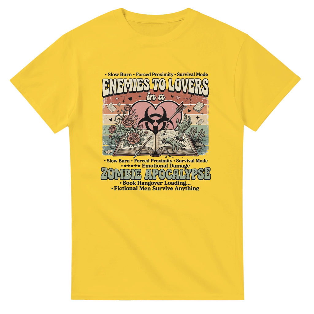 BookTok Graphic T-Shirt | Romance Reader Tee | Book Lover Apparel | Enemies to Lovers Shirt | Zombie Apocalypse Bookish Tee - Dogear Dreams