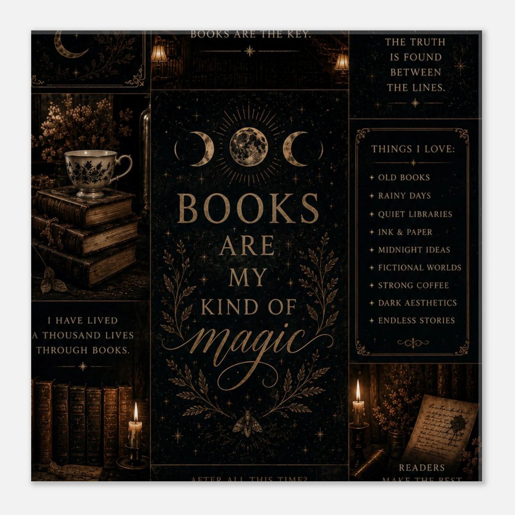 Books Are My Kind of Magic Canvas – Dark Academia Wall Art - Designity