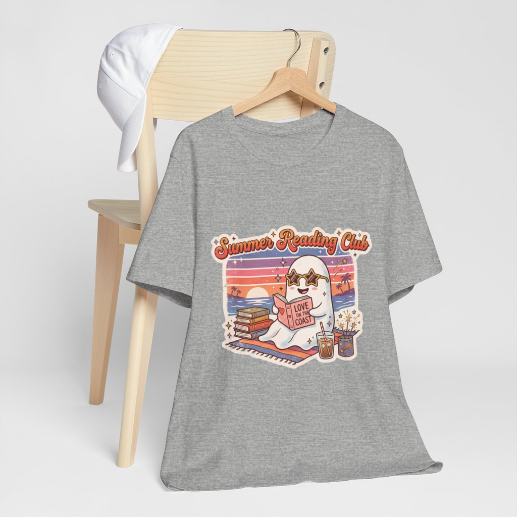 Summer Reading Club Ghost Tee | Cute Beach Reader Shirt | Book Lover Summer T-Shirt | Retro Coastal Book Club Graphic Tee