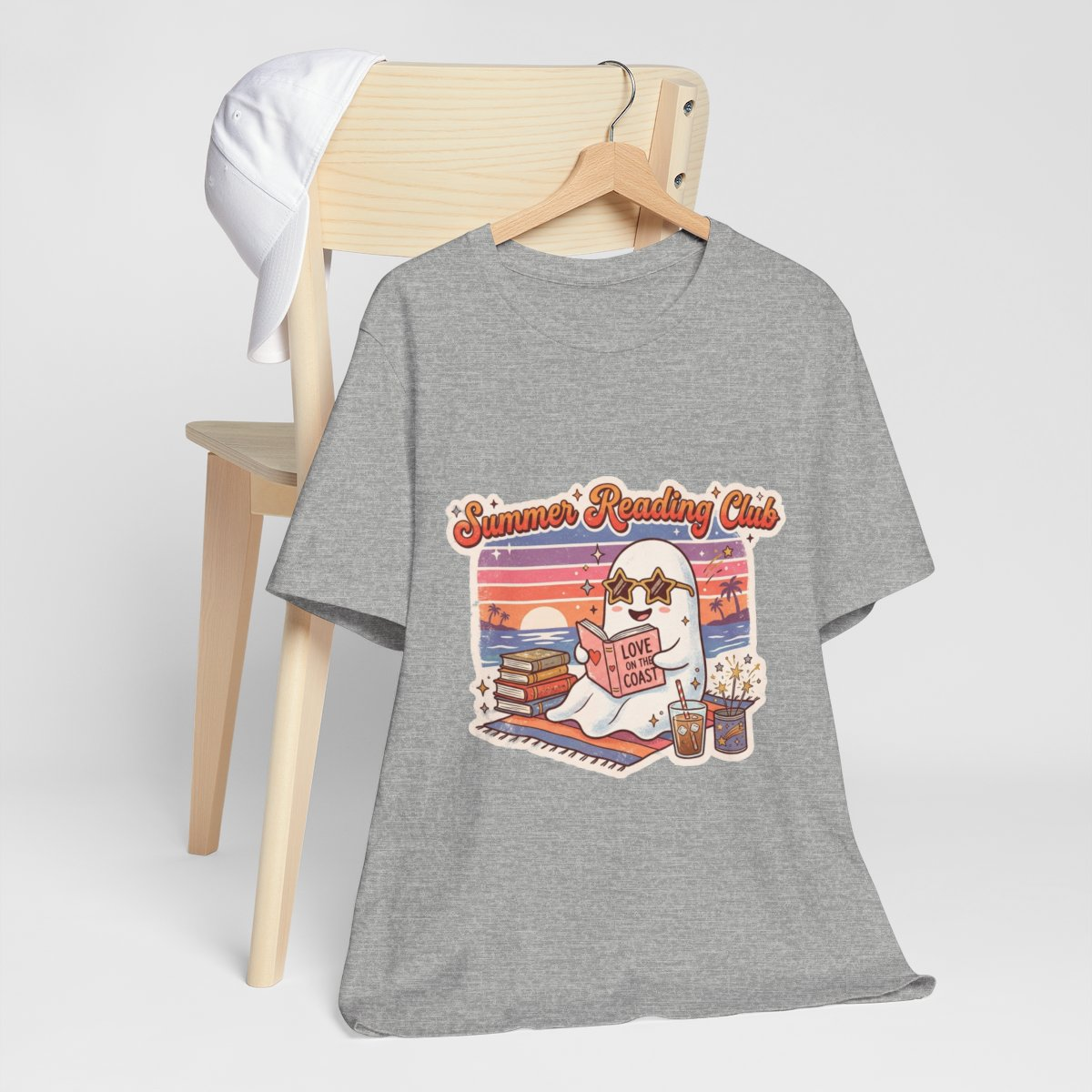 Summer Reading Club Ghost Tee | Cute Beach Reader Shirt | Book Lover Summer T-Shirt | Retro Coastal Book Club Graphic Tee