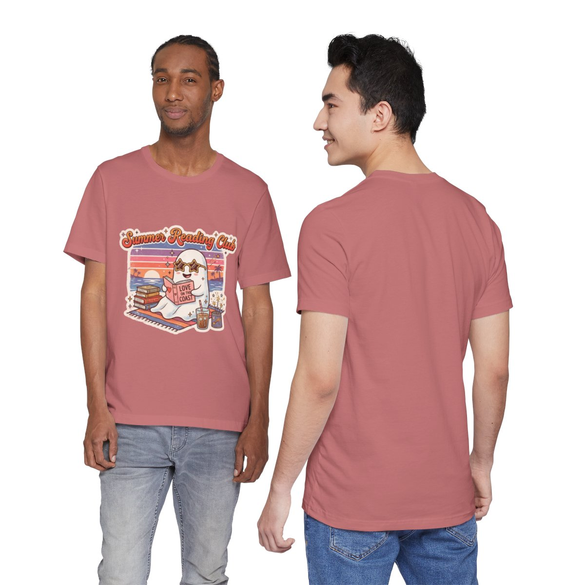 Summer Reading Club Ghost Tee | Cute Beach Reader Shirt | Book Lover Summer T-Shirt | Retro Coastal Book Club Graphic Tee