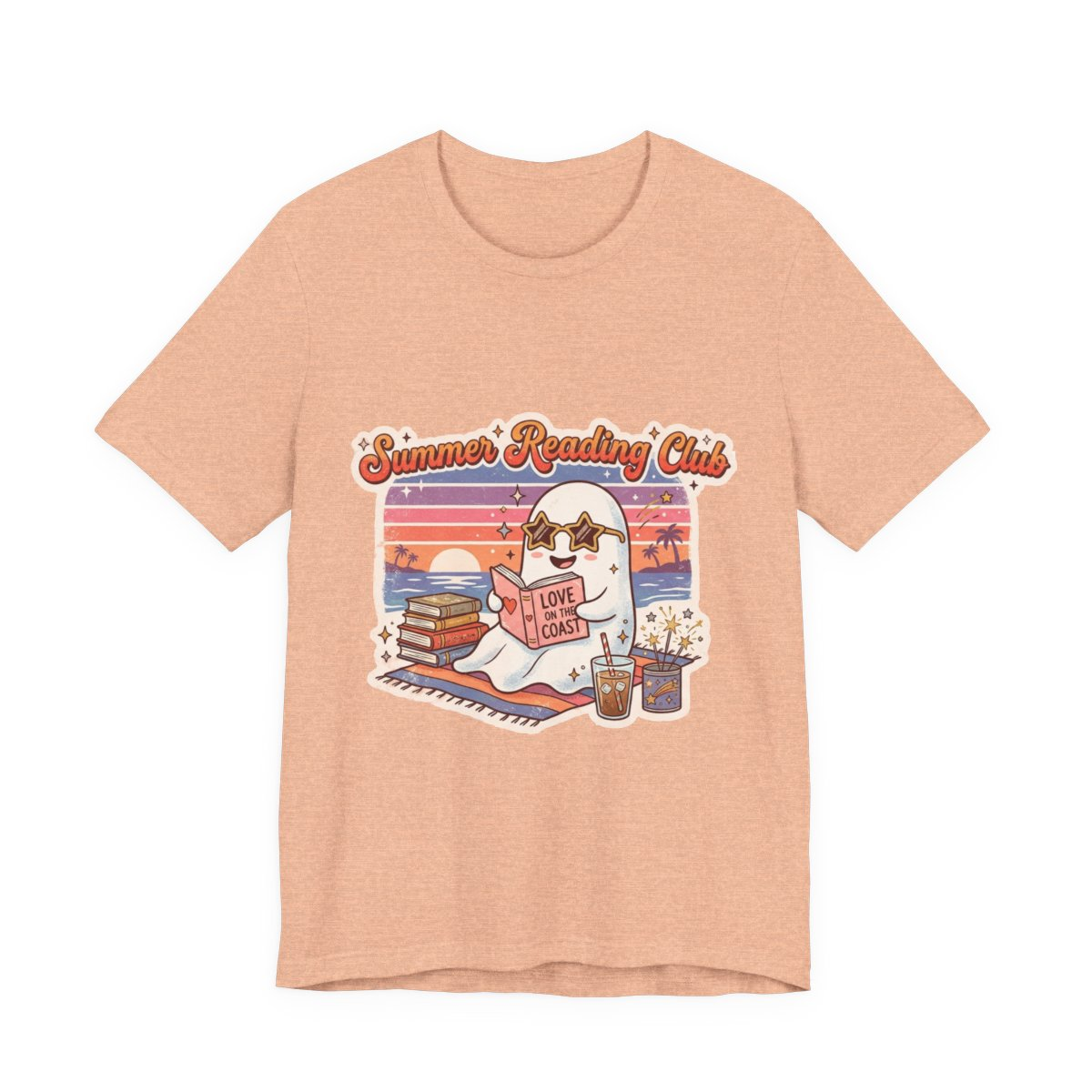 Summer Reading Club Ghost Tee | Cute Beach Reader Shirt | Book Lover Summer T-Shirt | Retro Coastal Book Club Graphic Tee