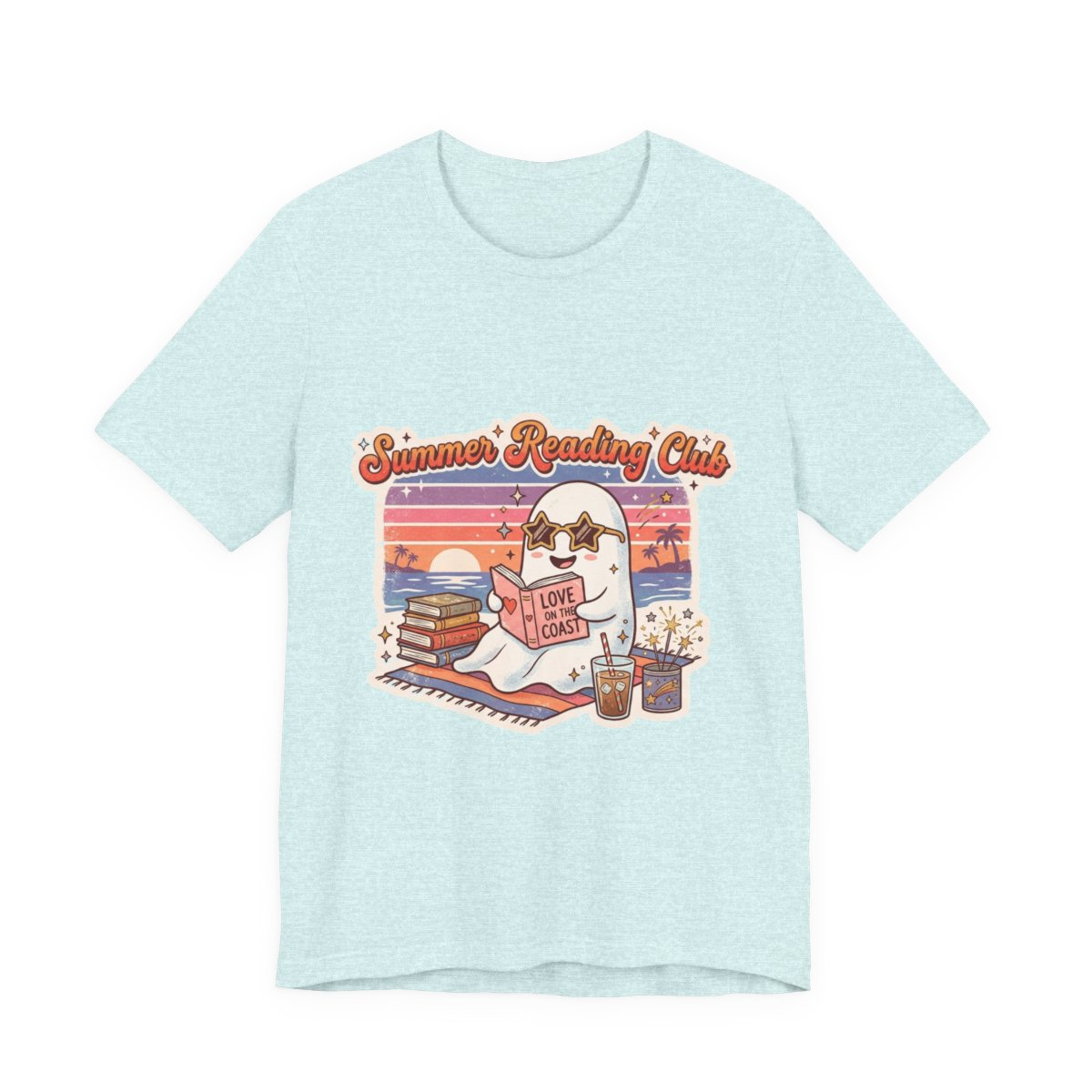 Summer Reading Club Ghost Tee | Cute Beach Reader Shirt | Book Lover Summer T-Shirt | Retro Coastal Book Club Graphic Tee