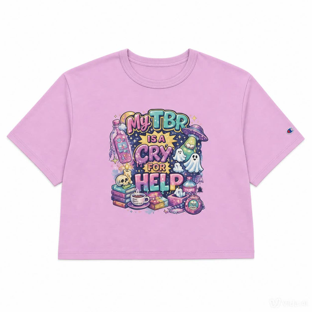 My TBR Is a Cry for Help Crop Top | Y2K Funny Book Lover T-Shirt - Designity